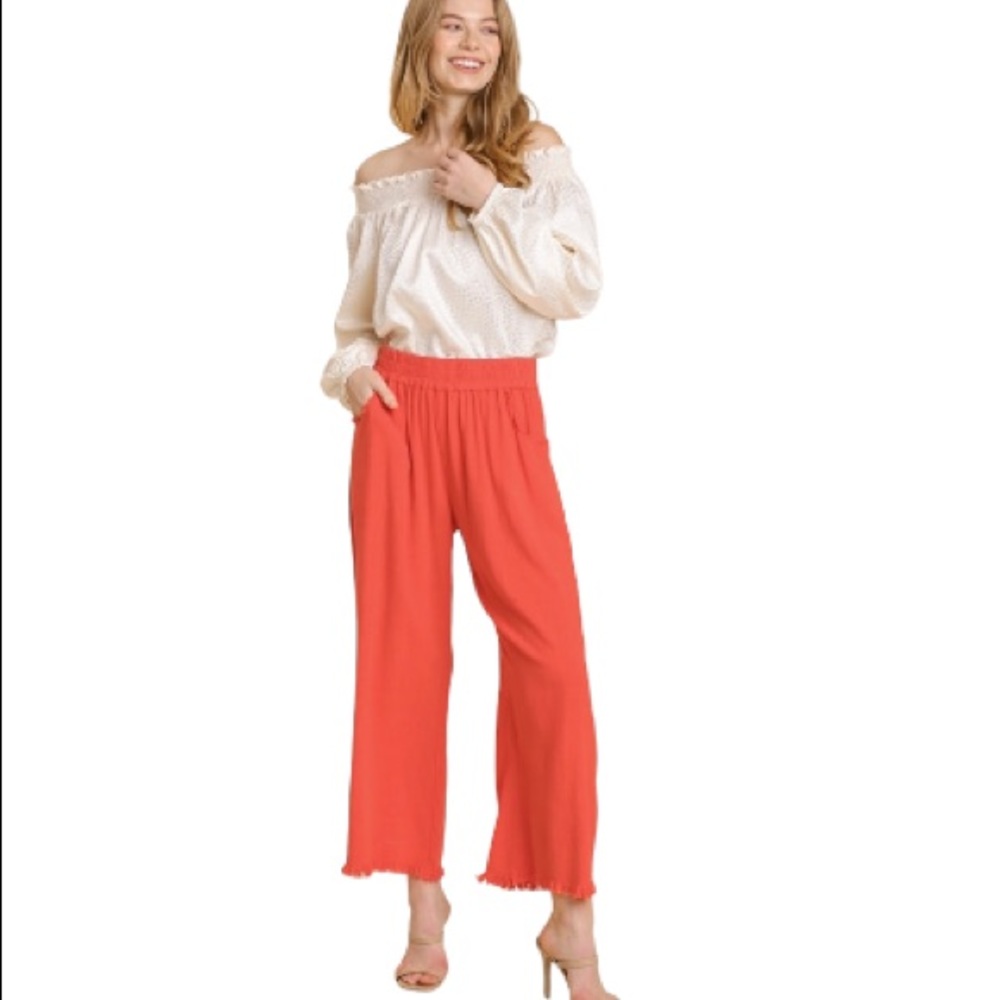 NWT Coral Umgee Linen Wide Leg Pant